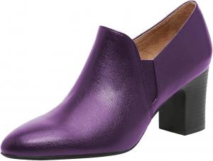 Женские туфли FOWT на высоком массивном каблуке, с острым носком и боковой эластичной вставкой, классические однотонные ботильоны на молнии, офисные и праздничные туфли, размеры 4-16 M US, Dark Purple