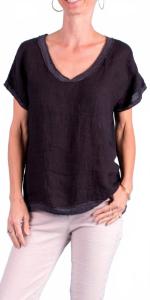Льняной топ Nico черного цвета GIGI MODA