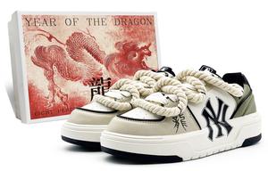 MLB Массивные износостойкие низкие скейтерские кроссовки с эффектом увеличения роста унисекс бежево-бело-зеленые экрю, цвет Ecru