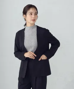 Пиджак без воротника из меланжевого трикотажа и нейлона с вискозным наполнителем, пригодный для стирки Comme Ca Ism, цвет Black