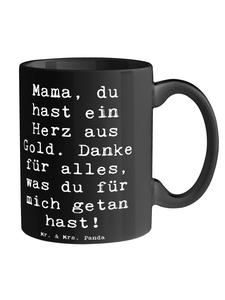 Кофейная кружка с надписью Мама и рисунком в виде сердца, золотая с надписью черного цвета Mr. & Mrs. Panda