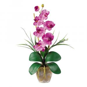 Почти натуральная одноствольная шелковая цветочная композиция из орхидей фаленопсис Nearly Natural, цвет Magenta