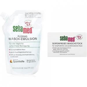 Сменная упаковка жидкой моющей эмульсии для чувствительной и проблемной кожи и мыла без мыла, 150 г, Sebamed