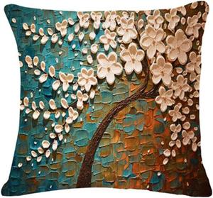 DUYHBAWRS Декоративная наволочка для поясной подушки винтажная цветочная из хлопка и льна