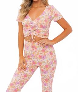 Топ с цветочным принтом и сборками, цвет многоцветный Le Lis, Multi