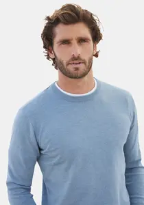 Вязаный свитер H.I.S, стандартный крой, длинный рукав, свитер тонкой вязки, смесовый хлопок, синий