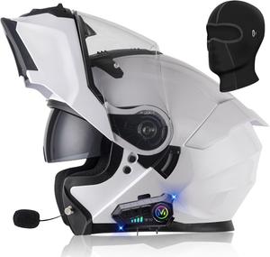 Шлем мотоциклетный AAREG Bluetooth с откидным верхом, белый