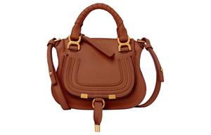 Chloe Marcie Мини-сумка через плечо из зерненой телячьей кожи для женщин Коричневый Chloé