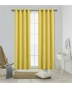 100% теплоизолирующие верхние шторы с желтыми люверсами для гостиниц - 50 дюймов (ширина) x 45 дюймов (длина), желтые Kate Aurora, yellow