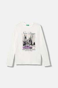 Детская хлопковая кофта с длинным рукавом United Colors Of Benetton, белый