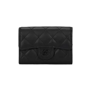 CHANEL Классический клапан из овчины кошелек для монет картхолдер женский черный
