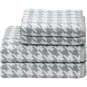 Набор полотенец Daily Shapes Bird 4 шт. Жаккардовый велюровый жаккардовый материал, доступен в различных вариантах наборов Done., серебристо-серый/белый