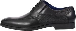 Мужские деловые кожаные дерби Bugatti с эластичной комфортной шириной, черный
