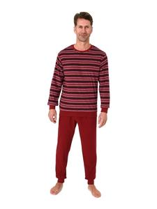 NORMANN Пижама из махровой ткани с длинными рукавами и манжетами красного цвета
