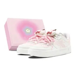 Женские противоскользящие износостойкие низкие кеды для скейтбординга ANTA, белый/розовый