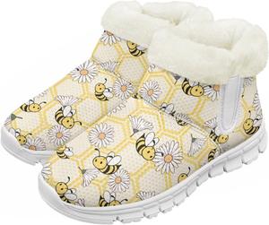 Pzuqiu Зимние ботинки для девочек и мальчиков, ботильоны для детей с теплым мехом, противоскользящие, для прогулок, белая подошва