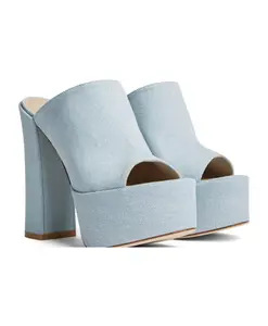 Винтажные джинсовые шлепанцы на платформе Stuart Weitzman, синий