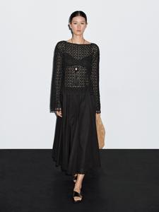 Расклешенная юбка из 100% хлопка Massimo Dutti, черный