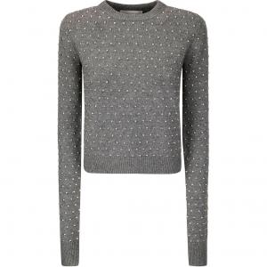 Длинный свитер с длинными рукавами и декором SportMax, серый