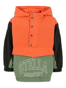 Куртка в стиле колор-блок с капюшоном Stella Mccartney Kids, оранжевый