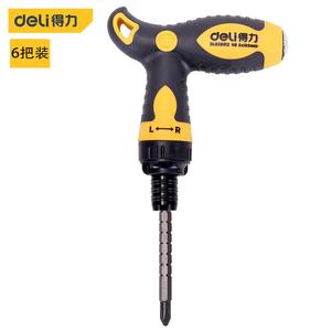 Deli Deli Телескопическая двойная отвертка с трещоткой Т-образного типа, 6 предметов, двойная отвертка DL626012