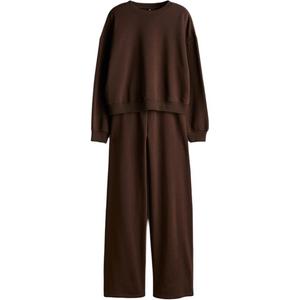 Свитшот сет женский тёмно-коричневый H&M, комплекты одежды (тёмно-коричневый+тёмно-коричневый)