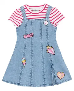 Комплект для малышек и девочек: футболка в полоску и джинсовое платье-сарафан (2 предмета) Sparkle & Shine