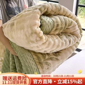 Boyang Трехслойное стеганое плед-одеяло 180х220 см, 2 кг, молочный бархат, дизайн с бабочками, зеленый