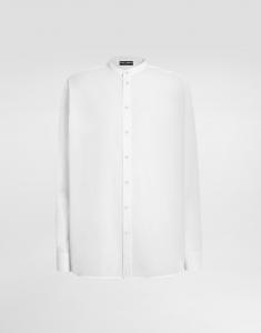 Рубашка из хлопкового канваса с воротником-стойкой Dolce & Gabbana, белый