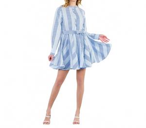 Длинное платье в синюю полоску с длинными рукавами THML