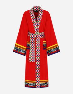 Хлопковый махровый халат Dolce & Gabbana, мультиколор