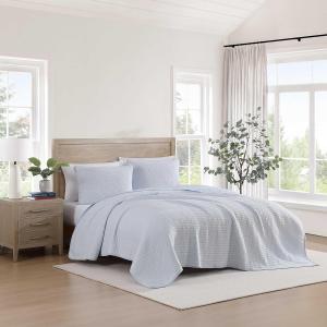 Tommy Hilfiger Комплект постельного белья односпальный, двусторонний, синий в полоску "Итака", с наволочками, на молнии, из мягкой дышащей ткани.