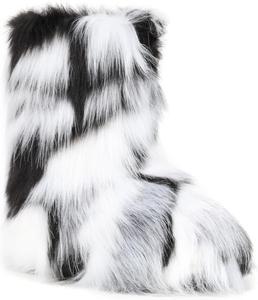 Женские сапоги ZVC из искусственного меха, пушистые зимние сапоги, удобные мягкие ботинки, теплые мягкие средние сапоги, для улицы и дома, плоская подошва, Black&White