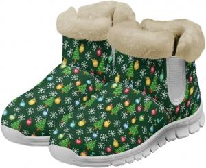 Женские зимние сапоги для Рождества с теплым мехом, подкладкой из фланели, уютные, легкие, с нескользящей подошвой, для улицы, размеры США 6-12 Fuxowvby, Christmas Tree Light