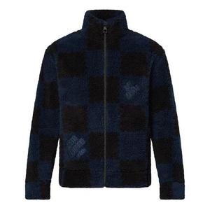 Куртка x nigo2 crossover lv2 ss22 grid lamb's wool zipper stand collar jacket autumn blue Louis Vuitton, синий