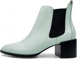 Женские классические эластичные ботинки FOWT Chelsea с широким средним каблуком, круглым носком, для повседневной носки и ходьбы, ботильоны, размер 4-16 US, Pale Turquoise
