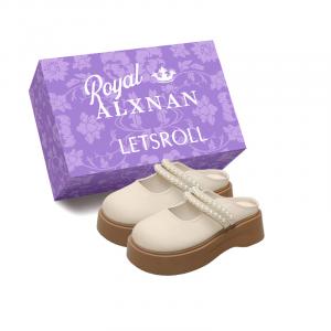 Alxnan Женские тапочки с закрытым носком на резиновой подошве быстросохнущие экрю с коробкой, цвет Ecru+Box