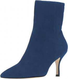 Женские закрытые ботильоны FOWT с заостренным носком, боковой молнией, средним каблуком, однотонные короткие ботинки, элегантные для вечеринок, свадебные и рабочие, размеры US 4-16, Navy