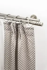 Карниз для штор GARESA "EASY", 2 направляющие, желаемая длина, комплект для штор, выдвижной, концевая кнопка с пазами, алюминий, с кольцами 64х440 см, Ø 20 мм, цвет aluminiumfarben/nickelfarben