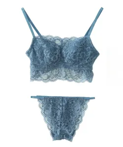 Комплект из двух предметов: кружевной бюстгальтер и шорты Pourvous, цвет Blue