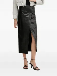 Кожаная юбка миди на пуговицах Iro, черный