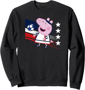 Толстовка с изображением Свинки Пеппы и символикой футбольной сборной Франции, черная Peppa Pig