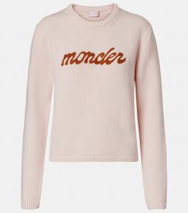 Шерстяной свитер с кашемиром Logo Moncler, Light Pink