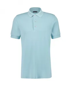 Поло из пике пыльно-голубого цвета Tom Ford, синий