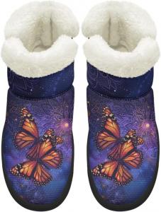 Женские удобные зимние сапоги для прогулок с противоскользящей подошвой EVA, сапоги средней длины до икры, с искусственным мехом, размеры 4.5-12 Chririnla, Galaxy Butterfly