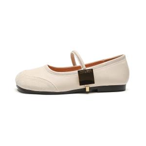 Туфли Мэри Джейн на плоской подошве женские QITUMAUL, Apricot[Heel Height 1Cm]