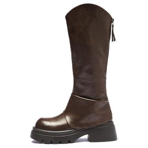 Женские сапоги AGSDON высокие из экокожи, коричневый