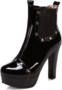 Женские ботинки челси на супер высокой платформе с круглым носком Renessmi, Black 2