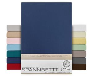 Простыня на подкладке BEAUTEX - 100х200х15 см темно-синий, простыня из чесаного хлопка, трикотаж премиум-класса 160г/м²