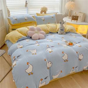 Yalu Комплект постельного белья из 4 предметов (простыня на резинке 150 см, пододеяльник 200х230 см), вельвет, антистатик, без ворса